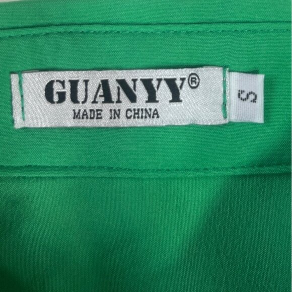 Guanyy Short Sleeve Button Up Shirt Womens Small Green New WOT - Picture 6 of 8